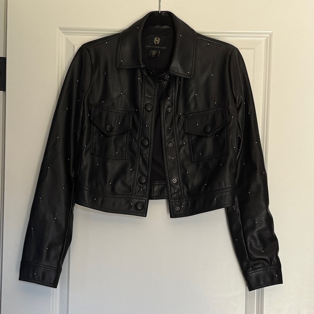House of Harlow 1960 Black Embellished Leather Jacket